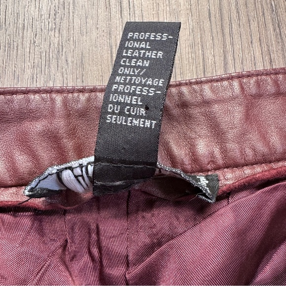 Laundry By Shelli Segal Burgundy Vintage Leather Flare Bootcut Pants - Size 4 - Picture 11 of 13